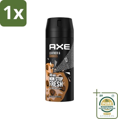 1 x Axe - Deodorant Bodyspray - 48hrs Fresh - Leather & Cookies - 150 ml- Deodorant - Bodyspray - 48 Uur Bescherming - Leer En Koekjes Geur - Zinktechnologie