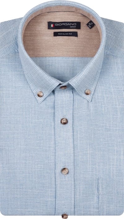 Giordano – Ivy – Heren Overhemd – Button Down – Structuur - Gestreept Overhemd – Angel Falls – Blauw – 617110-61