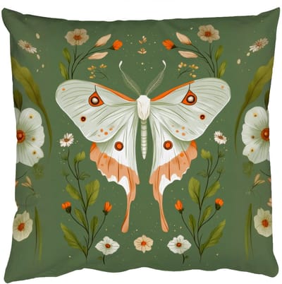 Sierkussens - Kussentjes Woonkamer - 50x50 cm - Bloemen - Bladeren - Olijfgroen - Vlinder