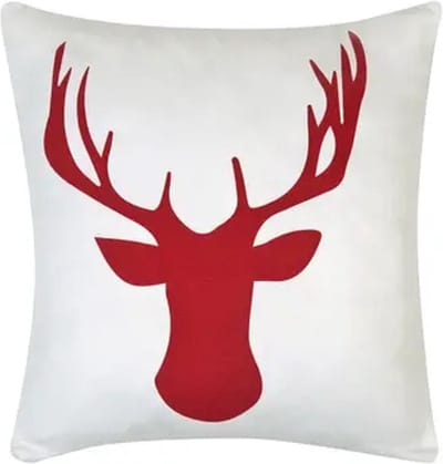 Katoenen sierkussenhoes met rood rendier 40x40cm 100% katoen dubbelzijdig