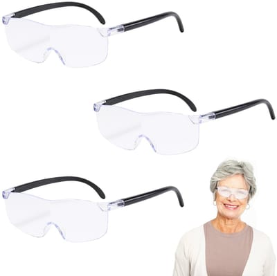 Dailygoods- Vergrootglas 300% - Handsfree Vergrootglas - Set van 3 - Lichtgewicht - Duurzaam - Ideaal voor Lezen en Hobby's - Leesbril