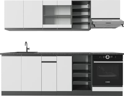 Vicco R-Line Complete keukeneenheid – 240 cm J-vorm Wit/antraciet