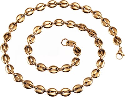 60cm x 9mm Koffieboon Ketting Unisex - Stalen Goudkleur - Schakelketting