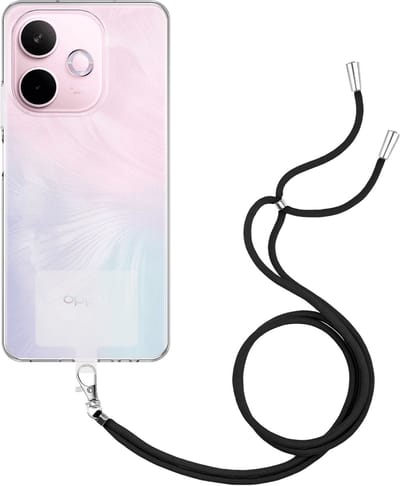 Just in Case hoesje met koord geschikt voor Oppo A5 Pro (5G) Hoesje met Koord - Flexibele Case - Transparant