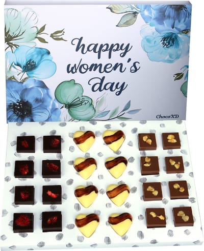 Vrouwendag Chocolade geschenkdoos - Women's day chocolate - Fairtrade chocolade - Brievenbuspakket - Handgemaakte chocolade - Natuurvriendelijke geschenkdoos