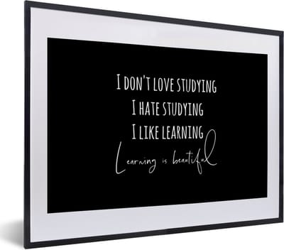 Fotolijst incl. Poster - Quote - Studeren - Liefde - 40x30 cm - Posterlijst