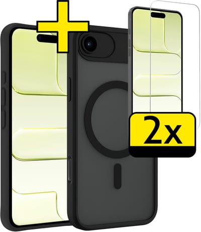Hoesje - Met 2x Screenprotector - Geschikt voor Apple iPhone Air - Magsafe Compatible - Sterk & Shockproof - Back Cover - Shock Proof Case - Telefoon Hoes - Telefoonhoesjes - Zwart