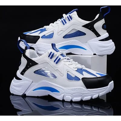 Heren Casual Sportschoenen Nieuwe Heren Platform Ademende Hardloopschoenen Trendy Leer Stiksel Mesh Heren Nude Schoenen 44 white