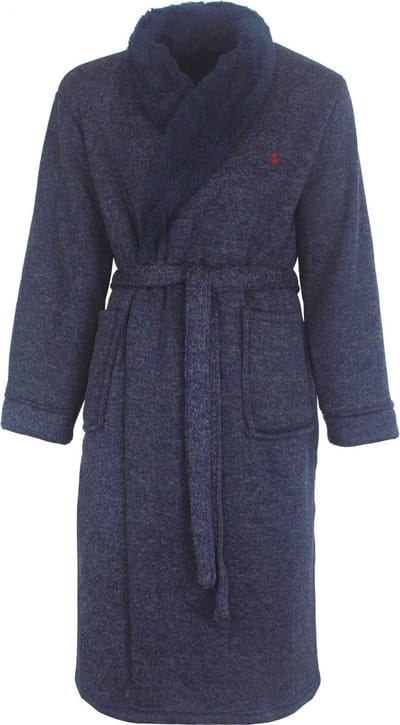 Paul Hopkins Heren Badjas - Kamerjas - Fleece - Blauw Melange - Maat S