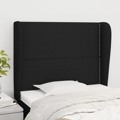 vidaXL - Hoofdbord - met - randen - 93x23x118/128 - cm - stof - zwart