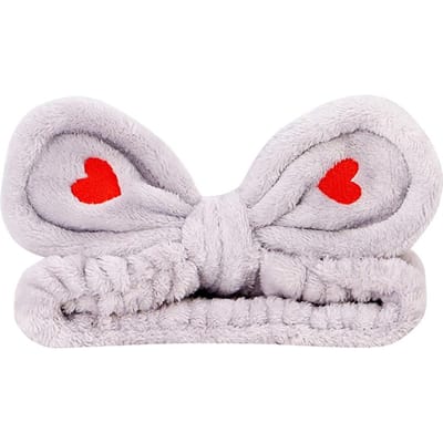 Mode Vrouwen Meisje Schattige Pluche Make-up Haarband Elastisch Haaraccessoire(Lichtgrijs) white