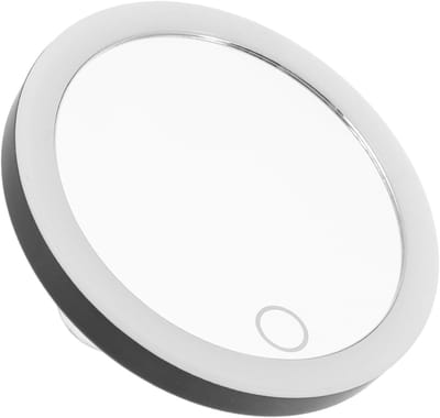 Draagbare Make-up Spiegel - Vergrotende Spiegel - Nauwkeurig Opbrengen - Oplaadbaar LED Licht - 99 cm Rond - Zwart