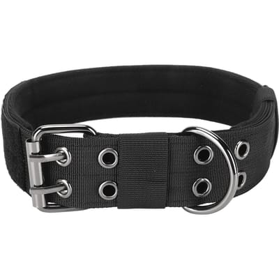 Hondenhalsband Verstelbare Heavy Duty Gesp Huisdier Hondenhalsband met Klittenband voor Middelgrote en Grote Honden L black
