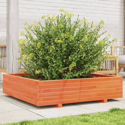 vidaXL - Plantenbak - 100x100x26,5 - cm - massief - grenenhout - wasbruin