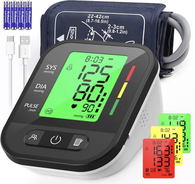 Digitale bloeddrukmeter, bloeddrukmeter, groot lcd-display voor druk en hartslag, armband van 22-42 cm, met 2 geheugenplaatsen (2 x 99)