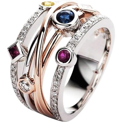 Huitan Kleurrijke Cubic Zirconia Fijne Damesring Sieraden Bruiloft Bruidsband Mode Kruis Geometrisch CZ Dansfeest Ringen 6 gray