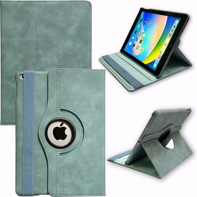 Casemania Hoes Geschikt voor Apple iPad Air 1 & Air 2 - 9.7 inch (2013 & 2014) Aqua Blue - Draaibare Tablet Book Cover