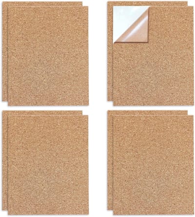 8 Stuks Zelfklevende Korkplaten A4 voor Muurdecoratie, DIY Pinbord en Onderzetters, Snijbare Korkpanelen voor Creatieve Projecten