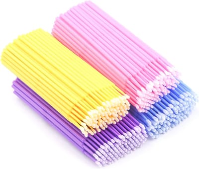 Famanu – Microborstels voor wimperverlenging en precisie aanbrengen, 4 kleuren, 400 stuks