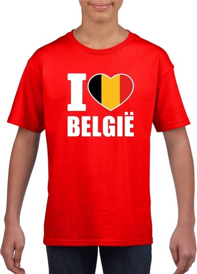 Rood I love Belgie supporter shirt kinderen - Belgisch shirt jongens en meisjes 110/116