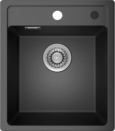 ANYCEE MAX Spoelbak Keuken 40x46CM - Enkele Spoelbakken Graniet - Onderbouw Spoelbak Zwart - Met waterafvoersysteem - Voor 40 cm kast