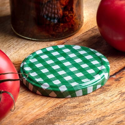 KADAX jampotten, 425 ml, inmaakpotten met schroefdeksel, potten met schroefsluiting, conservenpotten, voorraadpotten voor jam, honing (groen geruit, 6 stuks)