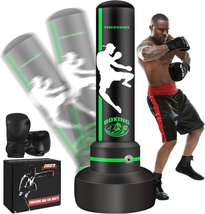 Vrijstaande bokszak 70 inch met standaard en bokshandschoenen voor kickboksen, MMA, Muay Thai, en fitness