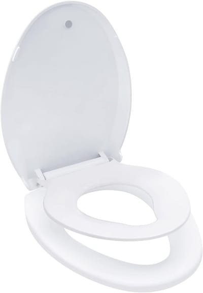 Langwerpige toiletbril met peuterzitje en softclose functie - Familie toiletbril voor zindelijkheidstraining
