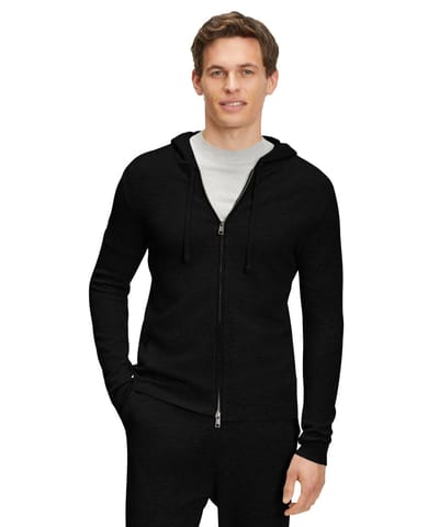 FALKE Luxury Hooded Zip jacket hoge kwaliteit comfortabel kasjmier sweater heren zwart - maat S