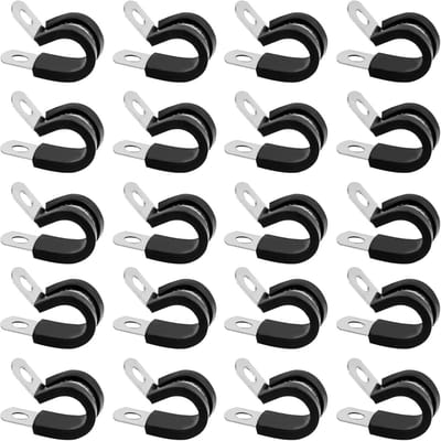 Dailygoods- Buisklemmen 20 Stuks - Slangklemmen 25 mm - Roestvrij Staal - Rubber Inleg - Kabelklemmen - Duurzaam en Flexibel