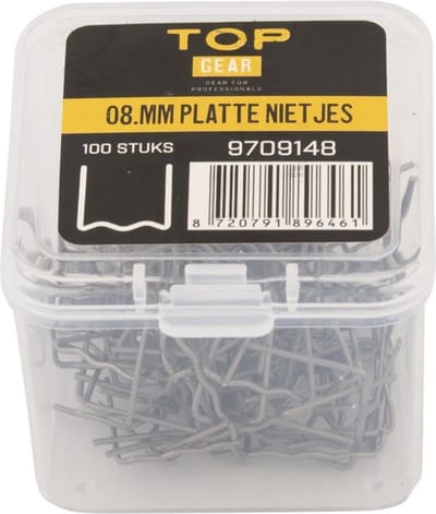 Topgear Platte nietjes - 0,8 mm - 100 stuks - Sterke hechting - Kunststof reparatie