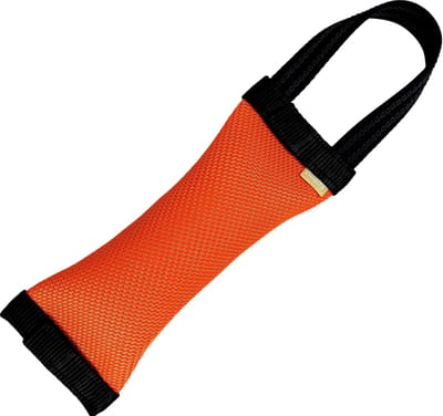 Bijtworst Deluxe - Trainingsdummy Hond - Apporteertraining Spel - Duurzame Brandweerslang - XS 15cm - Oranje Zwart