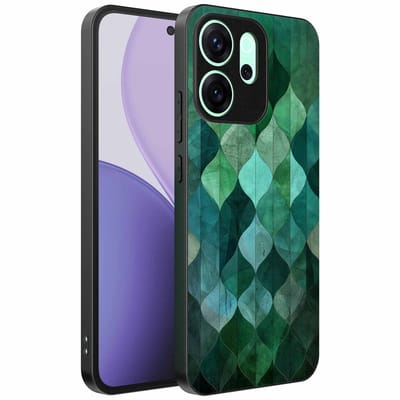 Geschikt voor Oppo Reno 14 F Telefoonhoesje met Groene Bladeren Opdruk - TPU Backcover Case Green Leafs Design - Groen - Smartphonica geschikt voor Oppo Reno 14 F