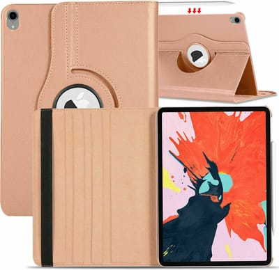 iPad Air 2022 Hoes 360 Graden Draaibare Rose Goud - iPad Air 5 hoes bookcase met standaard - iPad air 5 case 5e generatie hoes - iPad Air 2022 / Air 2020 hoes 10.9 - hoes iPad Air 5 2022 - hoesje iPad Air 4 / 5