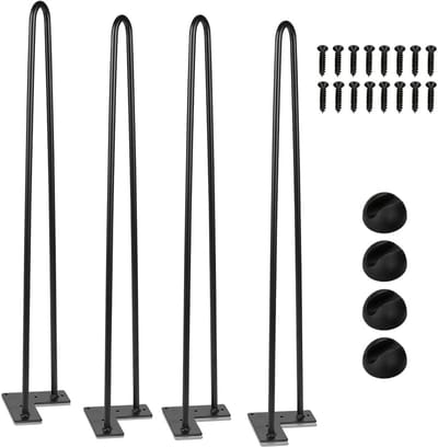 Set van 4 Zwarte Haarspeld Tafelpoten Hoogte 72 cm voor Bureau en Tafel