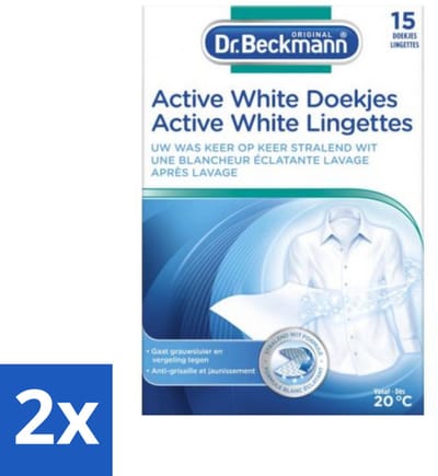 Dr. Beckmann - Kleurverzorging - Active White - Witte Was - 15 Doekjes - Voordeelverpakking - 2 stuks