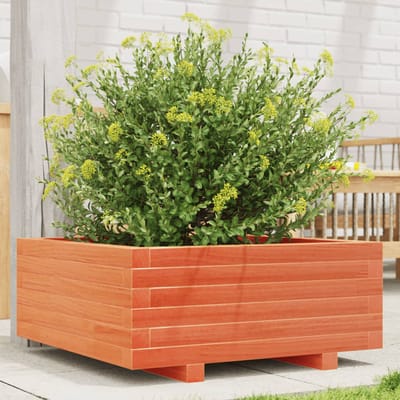 vidaXL - Plantenbak - 60x60x26,5 - cm - massief - grenenhout - wasbruin