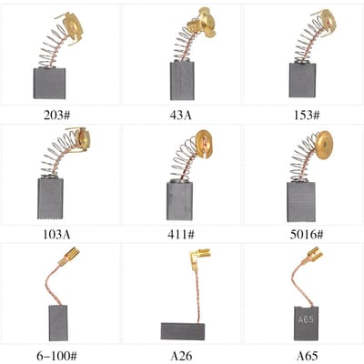 10 stuks Mini koolborstels vervangende reserveonderdelen met 25 mm veer koperen kern voor generieke elektrische boor- en freesmotoren roterende 103A#