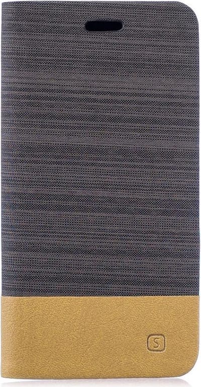Shop4 - Geschikt voor Samsung Galaxy S10 Plus Hoesje - Book Case Denim en Leer Donker Bruin