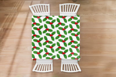 Kerst Tafelkleed - Kerstmis Decoratie - Tafellaken - Patronen - Kerstmis - Maretak - 100x100 cm - Kerstmis Versiering - Tafeldecoratie Kerstmis - Kerstdecoratie tafel - Tafelversiering
