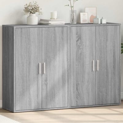 vidaXL - Dressoirs - 2 - st - 60x31x84 - cm - bewerkt - hout - grijs - sonoma - eikenkleur