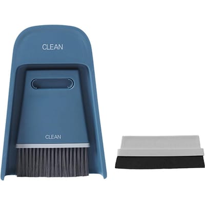 Draagbare Mini Bezem Stofblik Set Huishoudelijk Bureau Reinigingsborstel Afvegen Reinigingsgereedschap Kit Marineblauw marineblauwe kleur