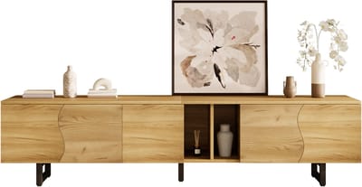 TV Meubel - 191x38x46,5 cm - 5 Deuren - Uniek Design - MDF & Spaanplaat - Naturel
