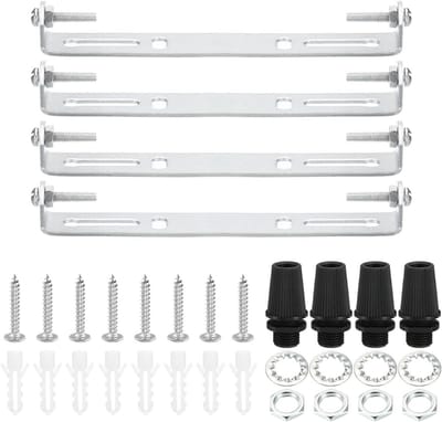 Verlichting Set voor Plafondmontage 125 mm - 4 Stuks Bevestigingsbeugels van Staal voor Wandlampen en Hanglampen met Schroef- en Moerset