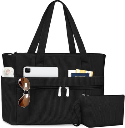 Dailygoods- Laptop Draagtas Grote Capaciteit - Schoudertas Dames - Corduroy Tas - Werk/College - 15,6 Inch Laptop - Duurzaam en Modieus