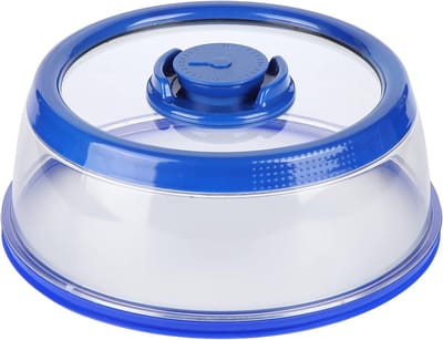 Vacuüm Voedselbord Deksel - Vershoudfolie Compressie - Restjes Bewaren - Push Type Afsluiting - 25x25x9.5cm - Blauw