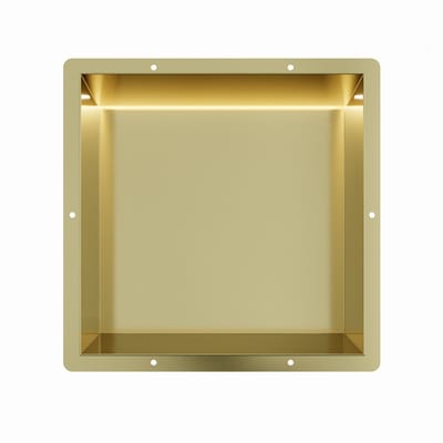 Mat goud RVS Inbouwnis 30x30x10cm met tegelflens en LED verlichting