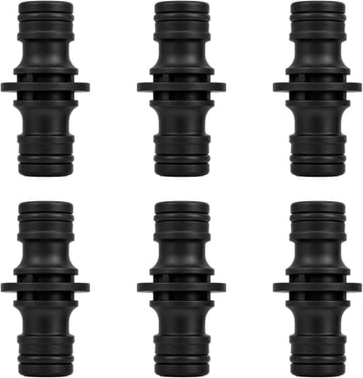 6 stuks slangverbinders 1/2 inch dubbele stekker, dubbelzijdige slangkoppeling voor slangverlenging in tuin en huis, zwart