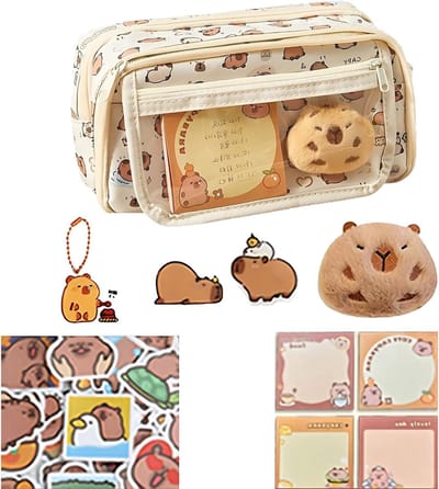 Schattige Kawaii Pennenhouder met Accessoires, Schoolbenodigdheden en Kantoorartikelen voor Kinderen en Studenten
