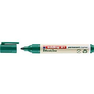 edding 21 EcoLine permanente marker - groen - 10 stiften - ronde punt 1,5-3 mm - water en wrijfvast - voor karton, kunststof, hout, metaal, etc. - alcohol markers voor volwassenen
